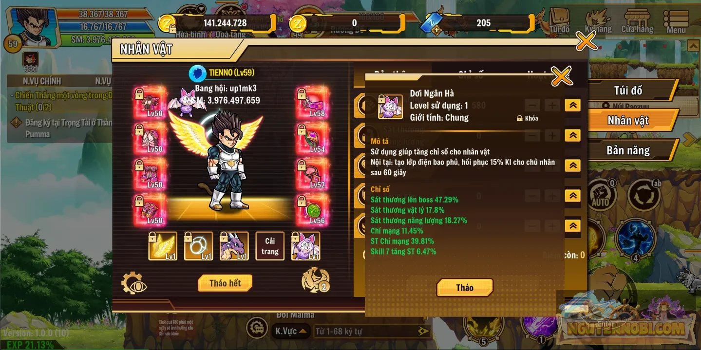 acc ngon giá rẻ, đồ full +7 khảm ngon, cánh độc quyền, pet dơi xịn, vòng cấp 2 vv, thú cưỡi vv, bh 45 dư nhiều tài nguyên, đệ chỉ số đẹp