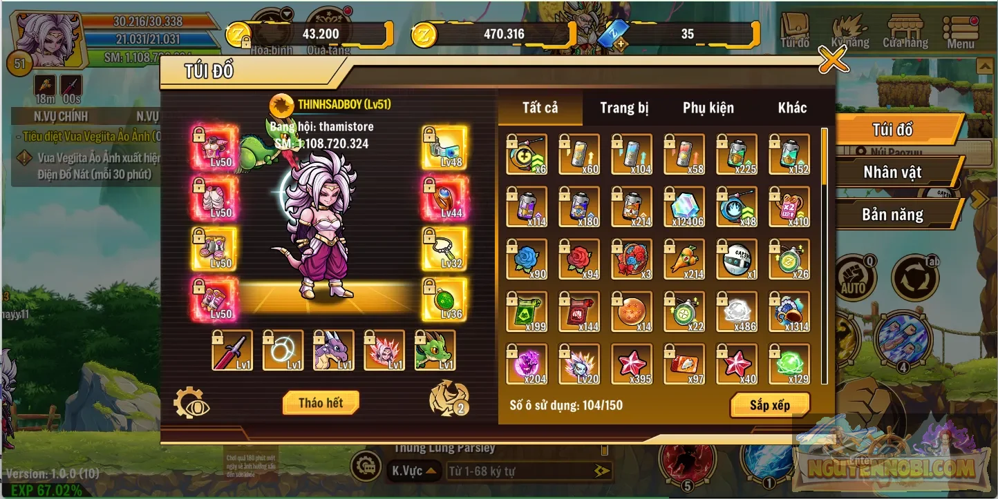 acc ngon giá rẻ, đồ full +6 +7, bh 45, full pet phụ kiện vv như hình