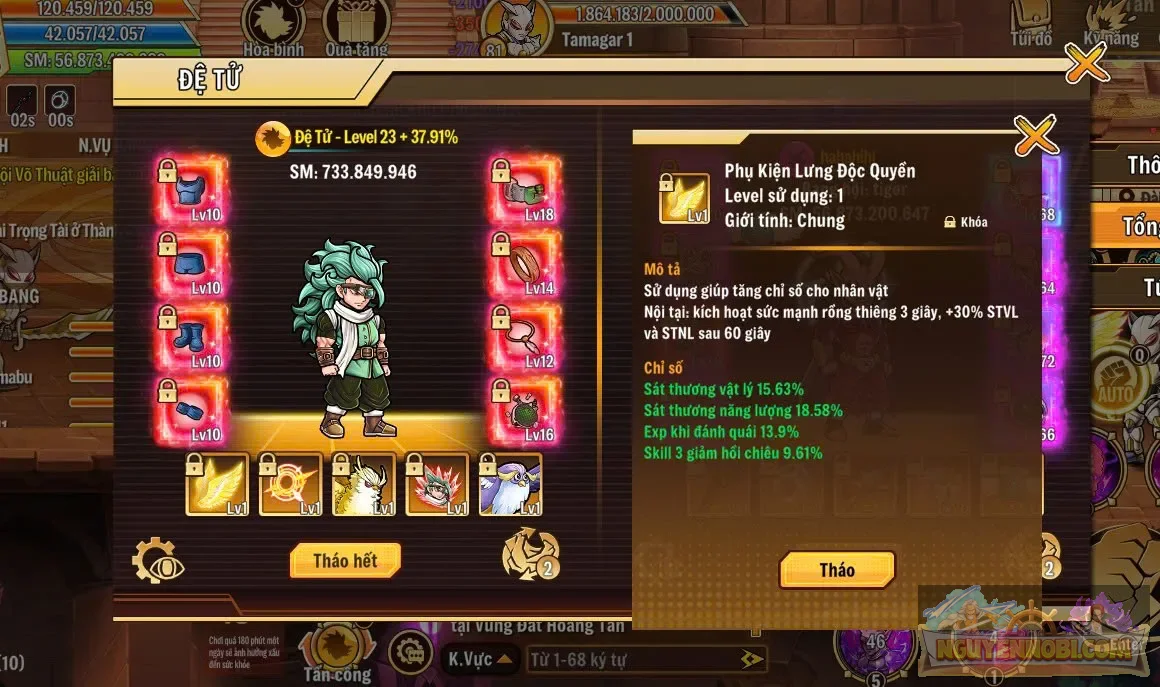 Mabu đồ nét, all pk vv dư 11k zgem, skill 8, bộ nrtd, gần 300 vé pl, 500 pin, gần 1b zeni...