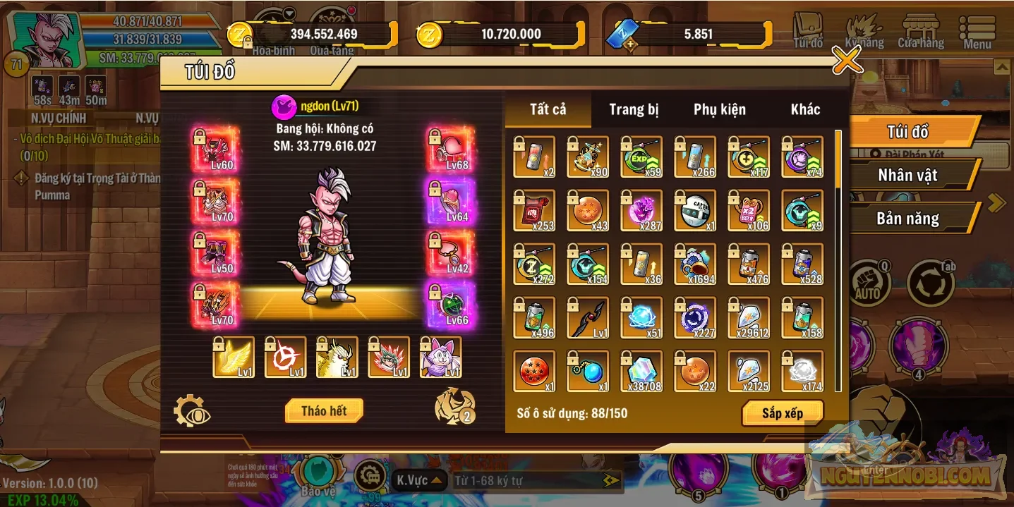 acc ngon giá rẻ, mabu đồ full +7 +8, ct grandis, pet chim phụ kiện vĩnh viễn, dư 6k zgem và nhiều tài nguyên khác, đệ chỉ số đẹp, đi full map